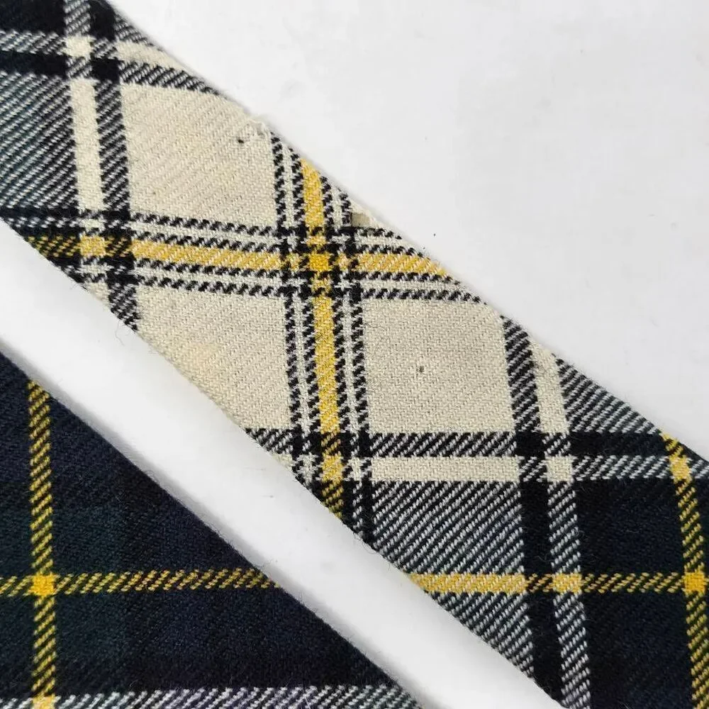 GORDON DRESS MADE IN SCOTLAND WOOL TIE PLAID GREEN WHITE FORMAL THIN 4